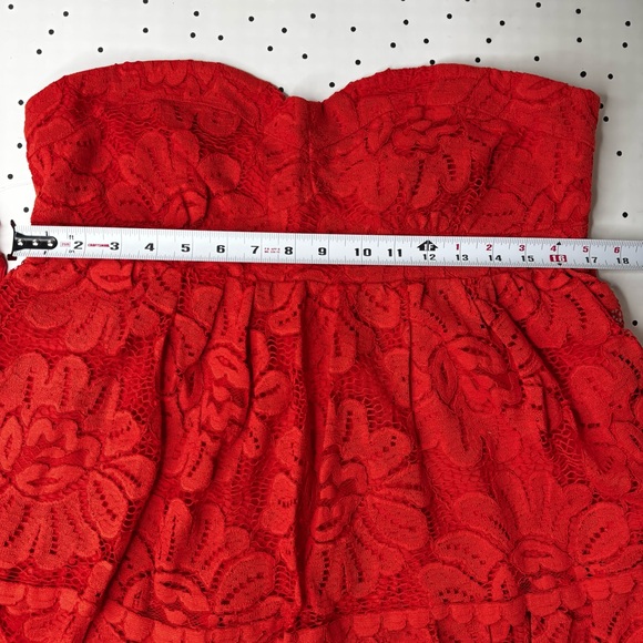 ❤️ Anthropologie ❤️ Maeve Strapless Lace Mini Dress Red Strapless XL new - Picture 6 of 8